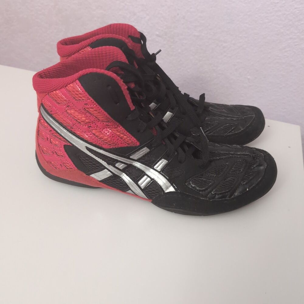Asics Split Second Athletic Wrestling Shoes Mens Size 9 Black Red